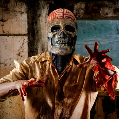 🔥Skeleton Mask with Exposed Brain – Total Impact!🔥(🎃 Early Halloween Deal 🎃)