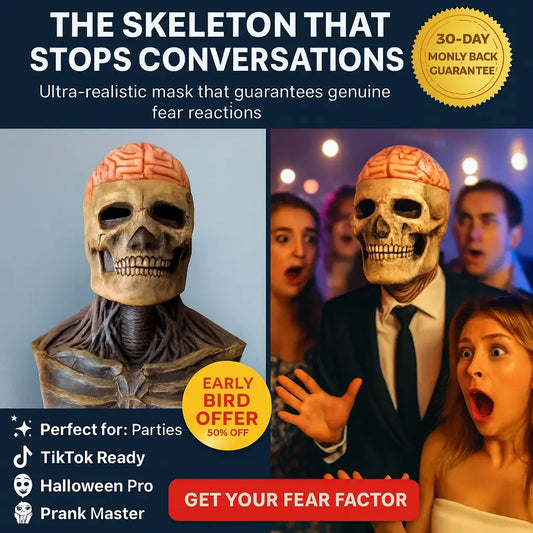 🔥Skeleton Mask with Exposed Brain – Total Impact!🔥(🎃 Early Halloween Deal 🎃)
